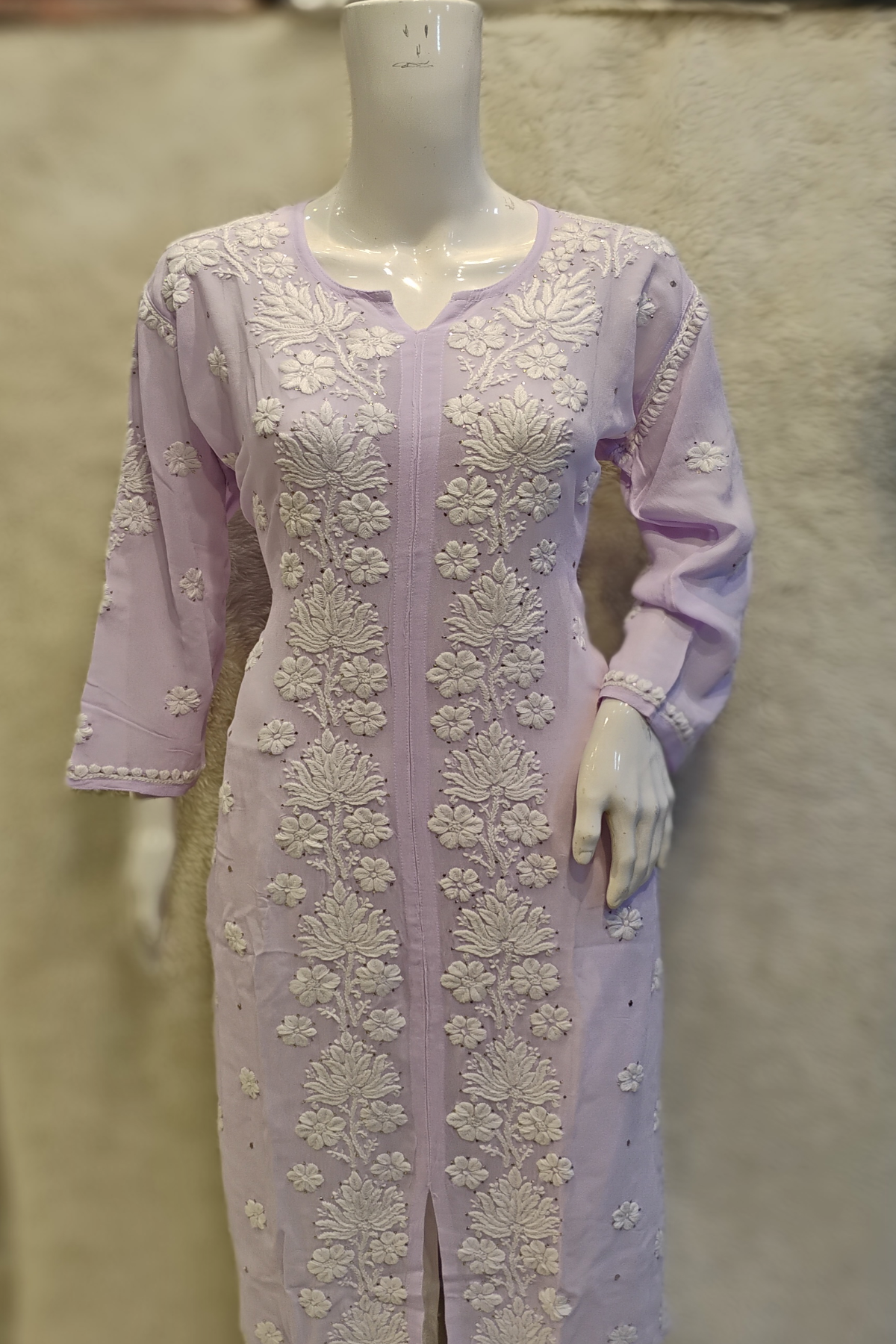 Viscose 3D Kurti Georgette Purple